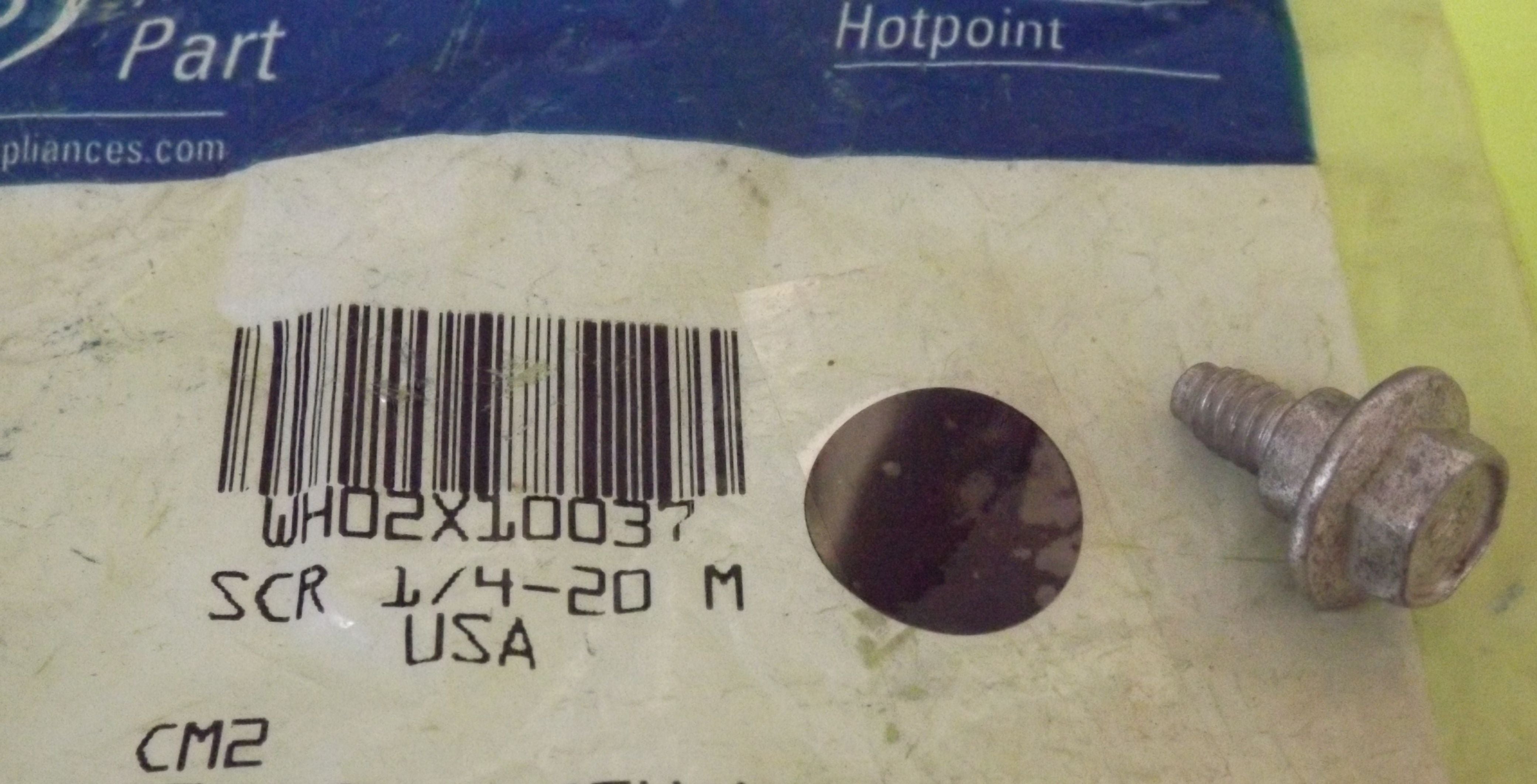 GE WASHER WH02X10037 SCREW 1/4 (NEW) GE WASHER WH02X10037 SCREW 1/4 (NEW)